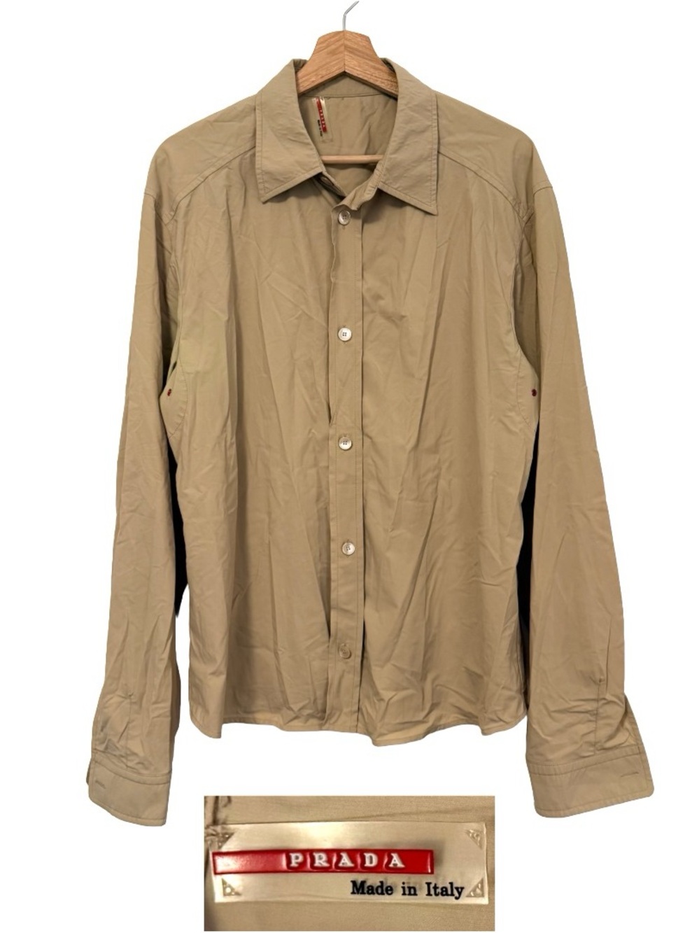 PRADA Linea Rossa Made in Italy Nylon Blend Button Up Technical Sport Shirt